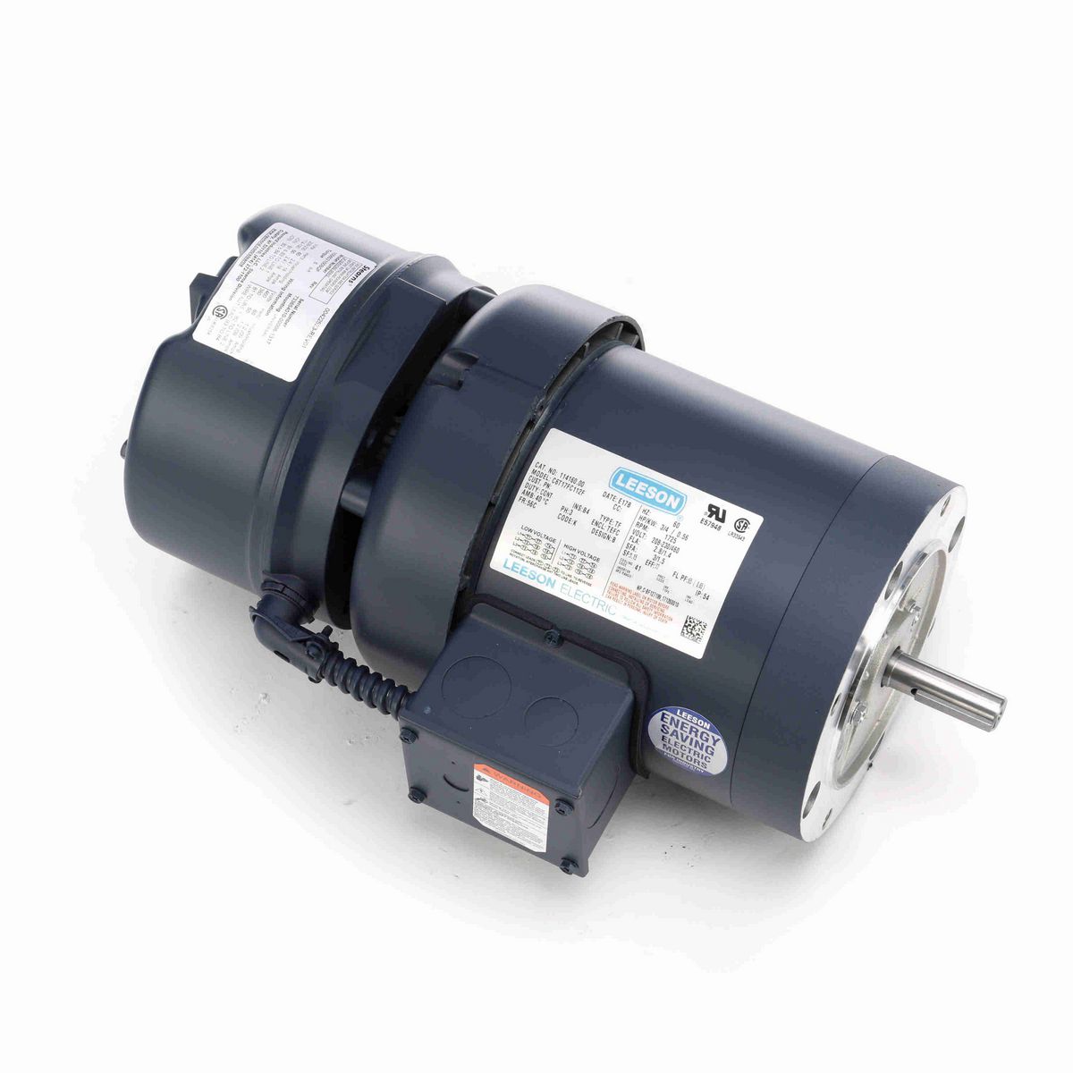 LEESON Brake Motor, 0.75 HP, 3 Ph, 60 Hz, 230/460 V, 1800 RPM, 56C Frame, TEFC - 114160.00