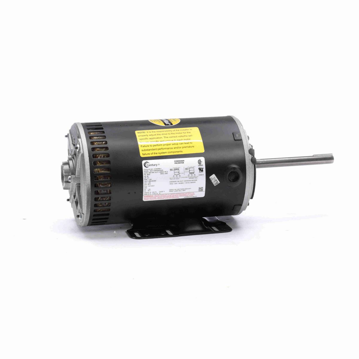 Century JuggerNaut® Condenser Fan Motor, 2.0 HP, 3 Ph, 60 Hz, 208-230/460 V, 1200 RPM, 56HZ Frame, OPAO - H1052RBV1