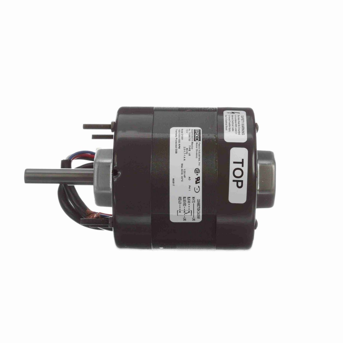 FASCO OEM Replacement Motor, 1/20 HP, 1 Ph, 60 Hz, 115 V, 1550-1300-1050 RPM, 3 Speed, 4.4" Diameter, OAO - D1061