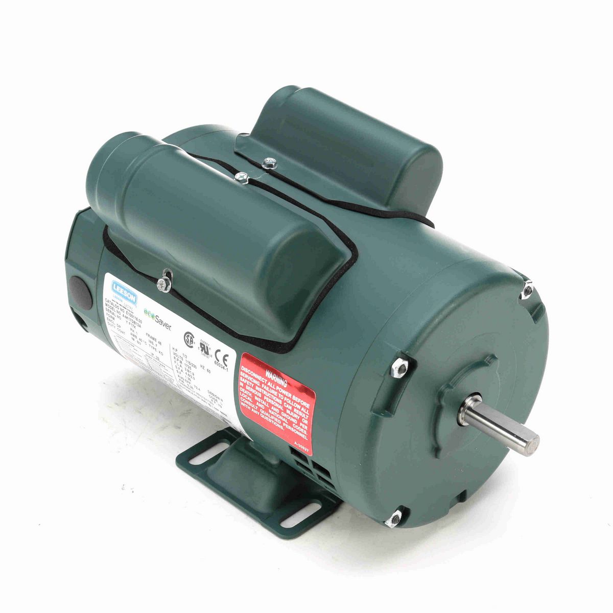 LEESON ecoSaver™ General Purpose Motor, 0.33 HP, 1 Ph, 60 Hz, 115/230 V, 1800 RPM, 48 Frame, DP - E100116.00