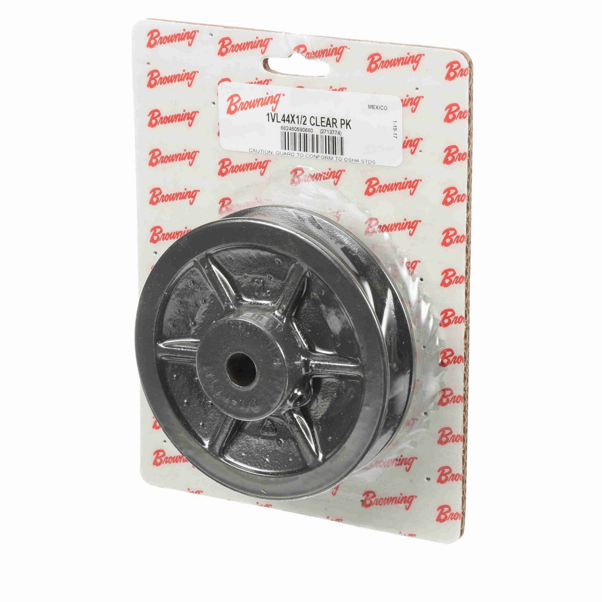 Browning 1 Groove Cast Iron Finish Bore FHP Variable Pitch Sheave Clear Pack - 1VL44X1/2 CLEAR PK