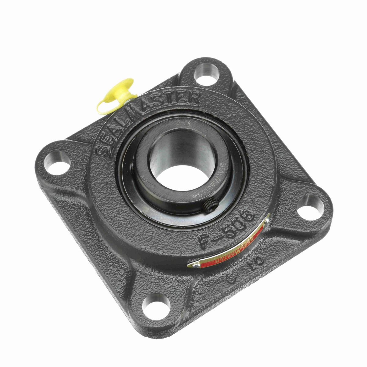 Sealmaster Mounted Cast Iron Four Bolt Flange Ball Bearing - 52100 Bearing Steel, Black Oxided - Setscrew Lock - MSF-20