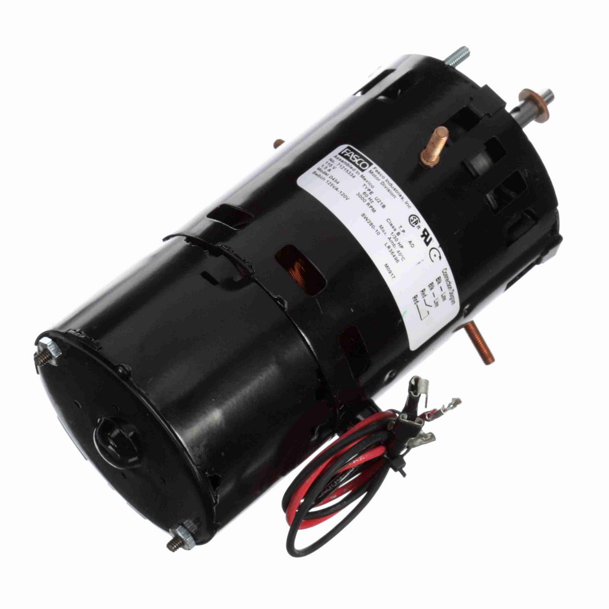 FASCO Draft Inducer Motor, 1/30 HP, 1 Ph, 60 Hz, 115 V, 3000 RPM, 1 Speed, 3.3" Diameter, OAO - D454