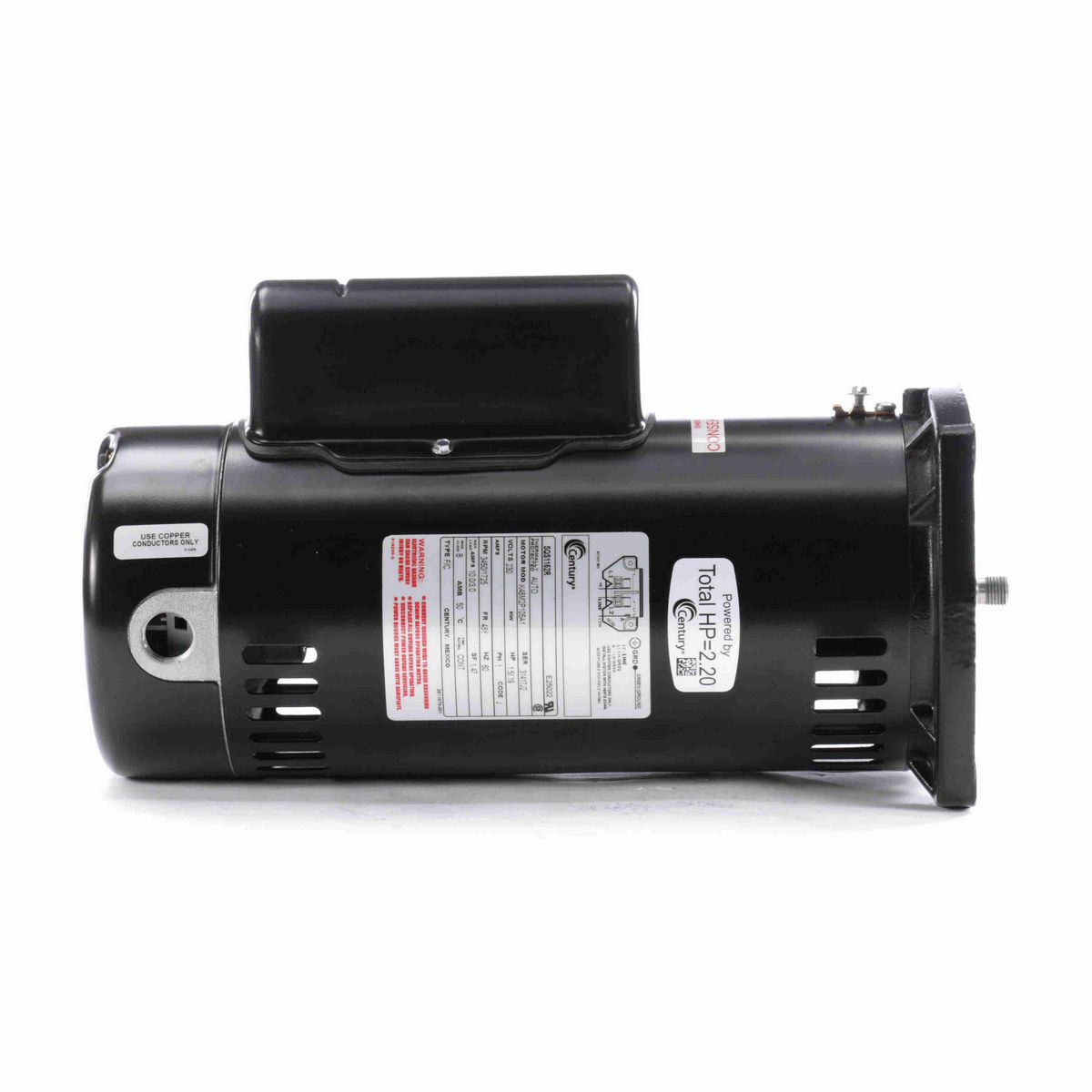 Century Pool Pump Motor, 1.5/.19 HP, 1 Ph, 60 Hz, 230 V, 3600 RPM, 48Y Frame, ODP - SQS1152R