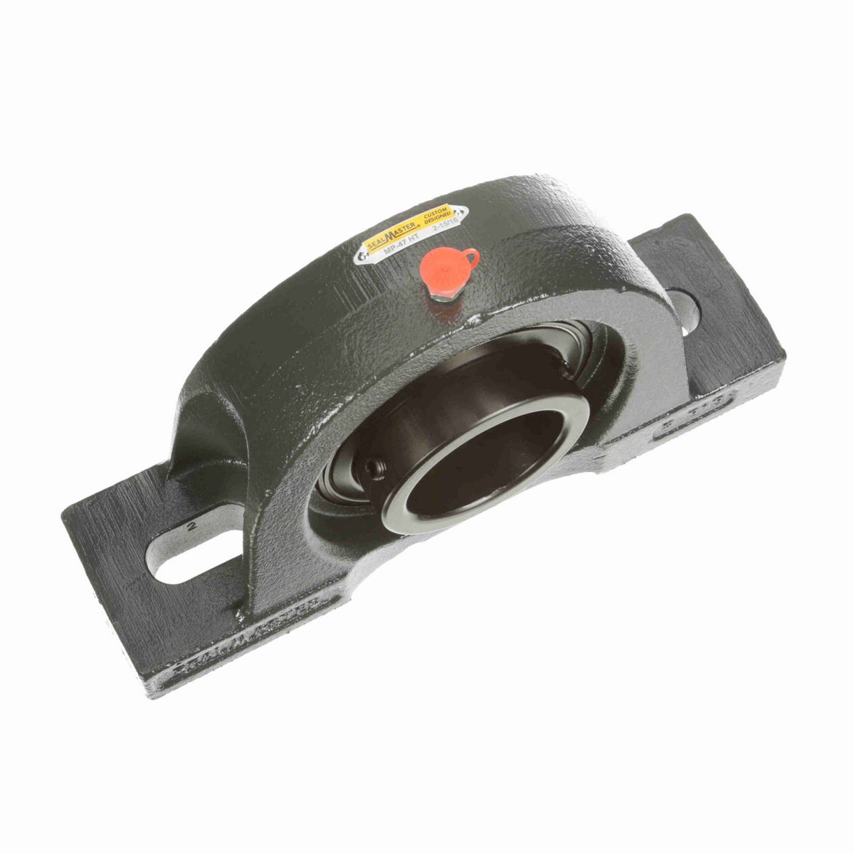 Sealmaster Mounted Cast Iron Two Bolt Pillow Block Ball Bearing - 52100 Bearing Steel, Black Oxided - Setscrew Lock - High Temperature - MP-47 HT