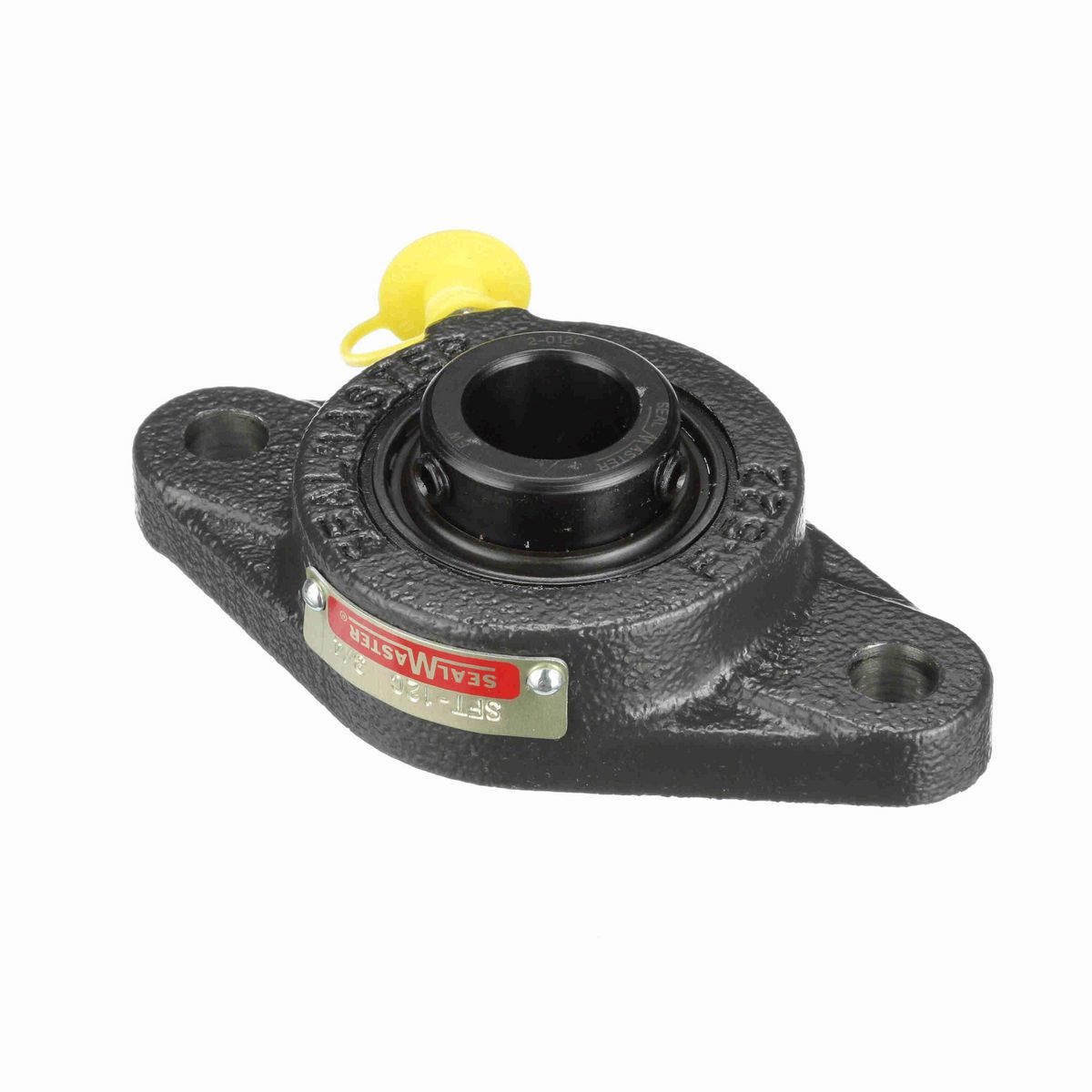 Sealmaster Mounted Cast Iron Two Bolt Flange Ball Bearing - 52100 Bearing Steel, Black Oxided - Setscrew Lock - SFT-12C