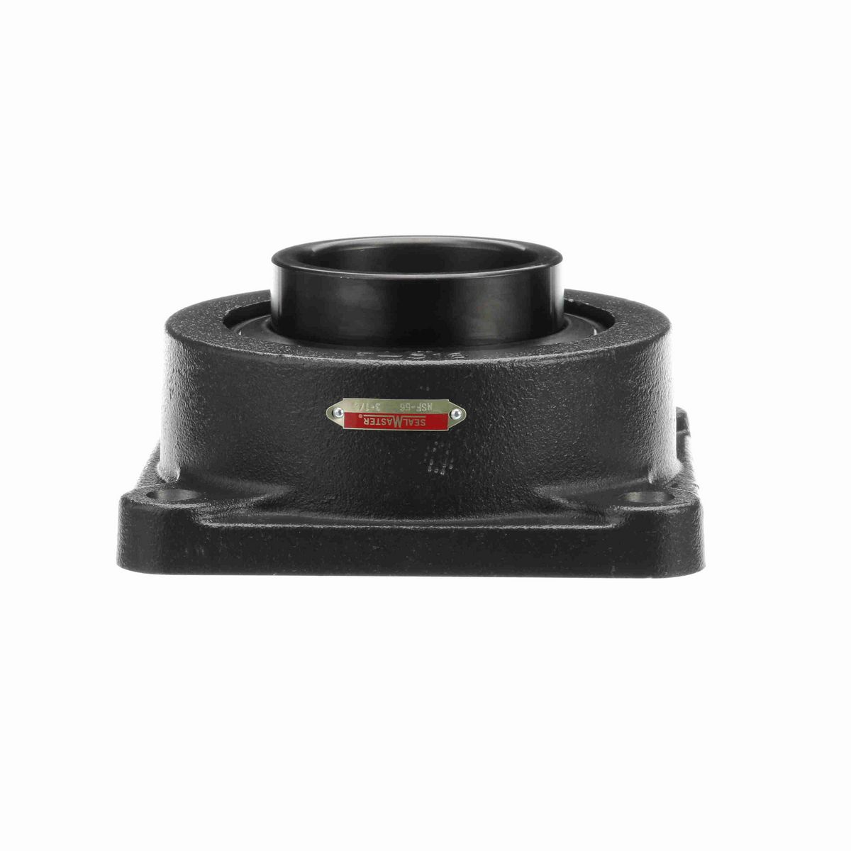 Sealmaster Mounted Cast Iron Four Bolt Flange Ball Bearing - 52100 Bearing Steel, Black Oxided - Setscrew Lock - MSF-56