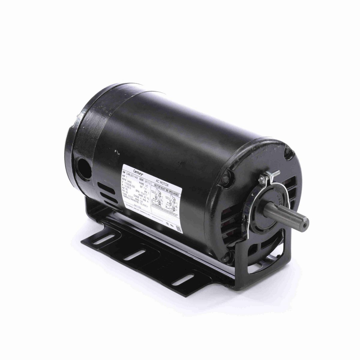 Century Fan and Blower Motor, 1 HP, 1 Ph, 60 Hz, 115/208-230 V, 3600 RPM, 56 Frame, DP - BK1102