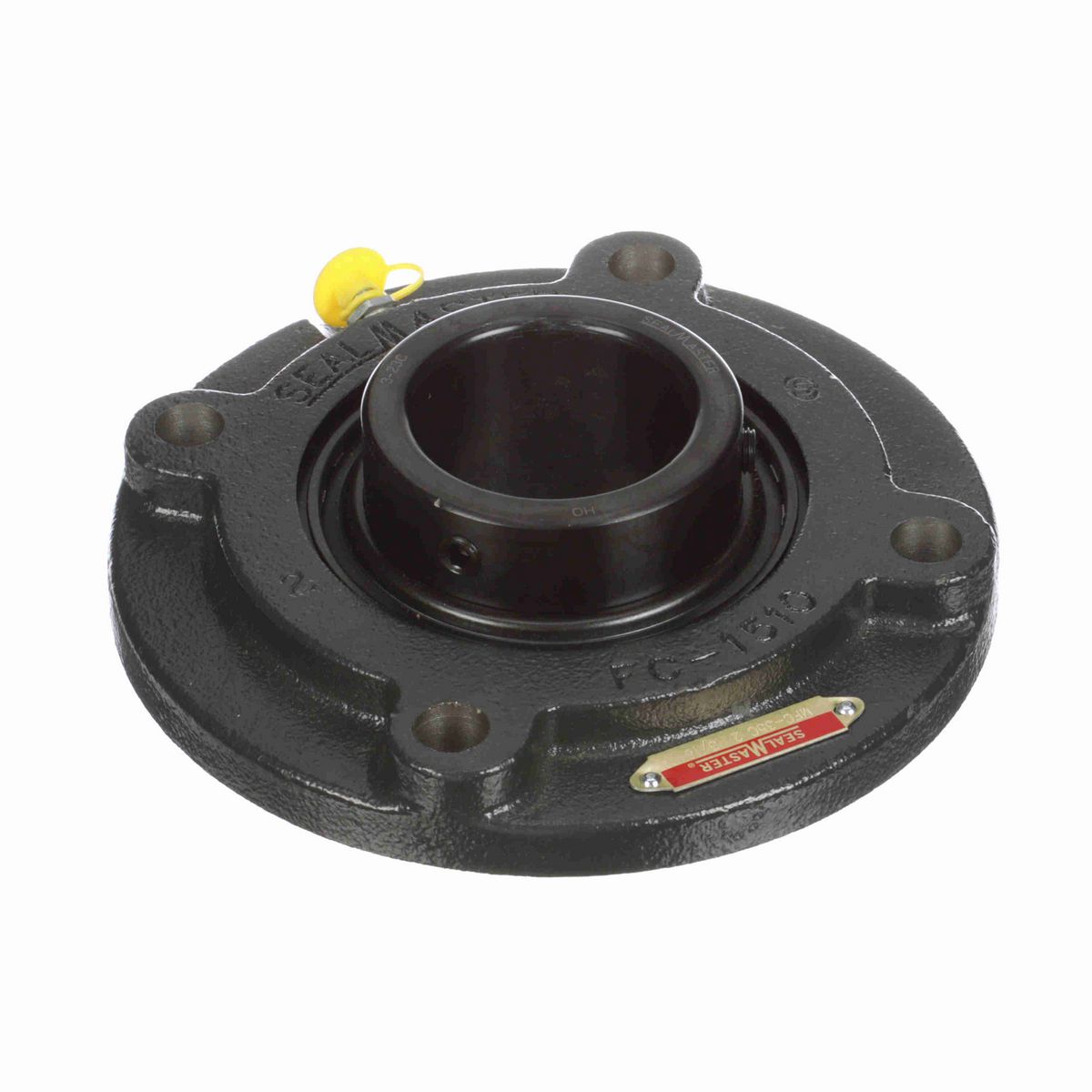 Sealmaster Mounted Cast Iron Flange Cartridge Ball Bearing - 52100 Bearing Steel, Black Oxided - Setscrew Lock - MFC-35C