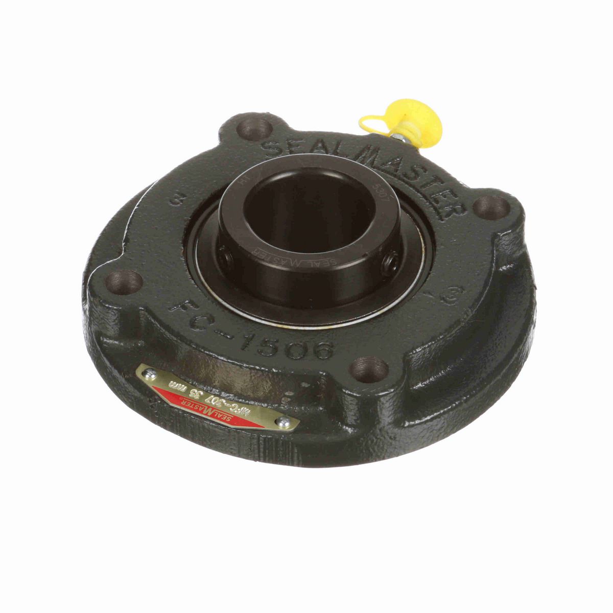 Sealmaster Mounted Cast Iron Flange Cartridge Ball Bearing - 52100 Bearing Steel, Black Oxided - Setscrew Lock - MFC-307