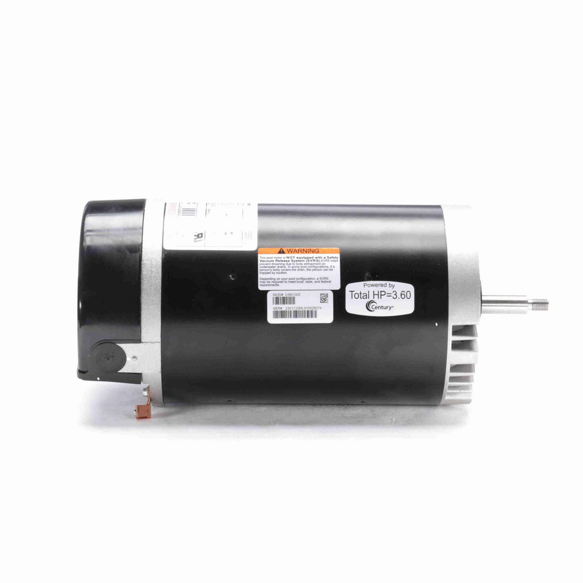 Century Pool Pump Motor, 3.0 HP, 1 Ph, 60 Hz, 208-230 V, 3600 RPM, R56J Frame, DP - USN1302