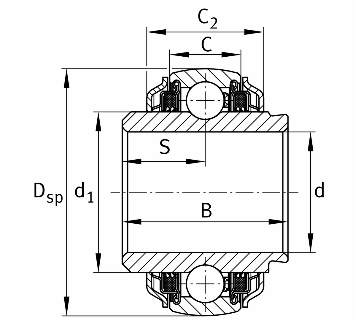 Радиальный закрепляемый шарикоподшипник INA 1100-XL-KTT-B-2C-L402/70-OSE