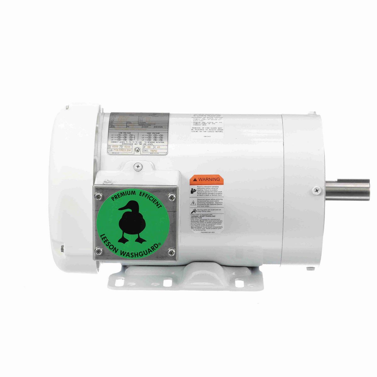 LEESON White Duck™ General Purpose Motor, 2 HP, 3 Ph, 60 Hz, 230/460 V, 3600 RPM, 145TC Frame, TEFC - 122185.00