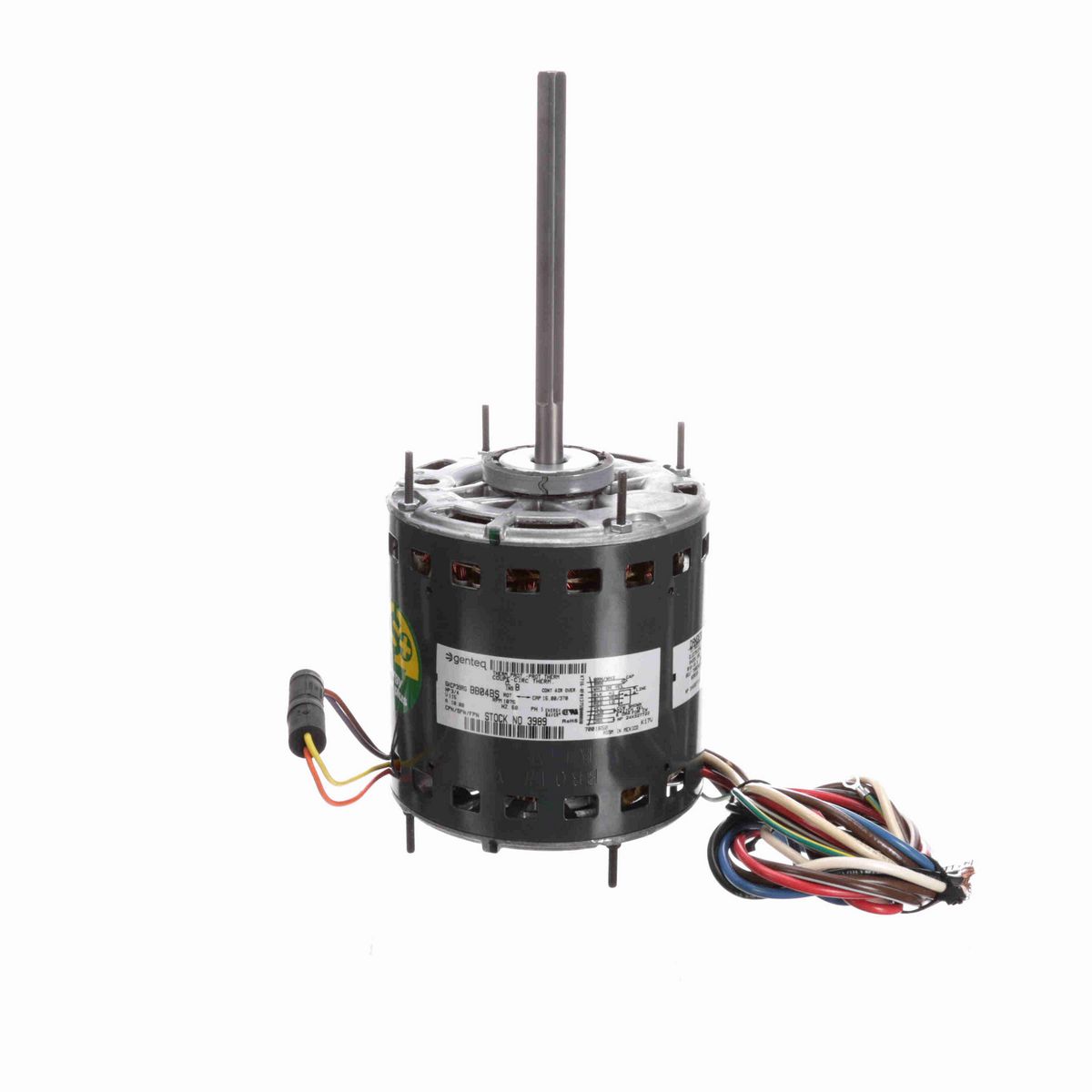 Genteq Fan and Blower Motor, 3/4 HP, 1 Ph, 60 Hz, 115 V, 1075 RPM, 3 Speed, 48 Frame, OPAO - 3989