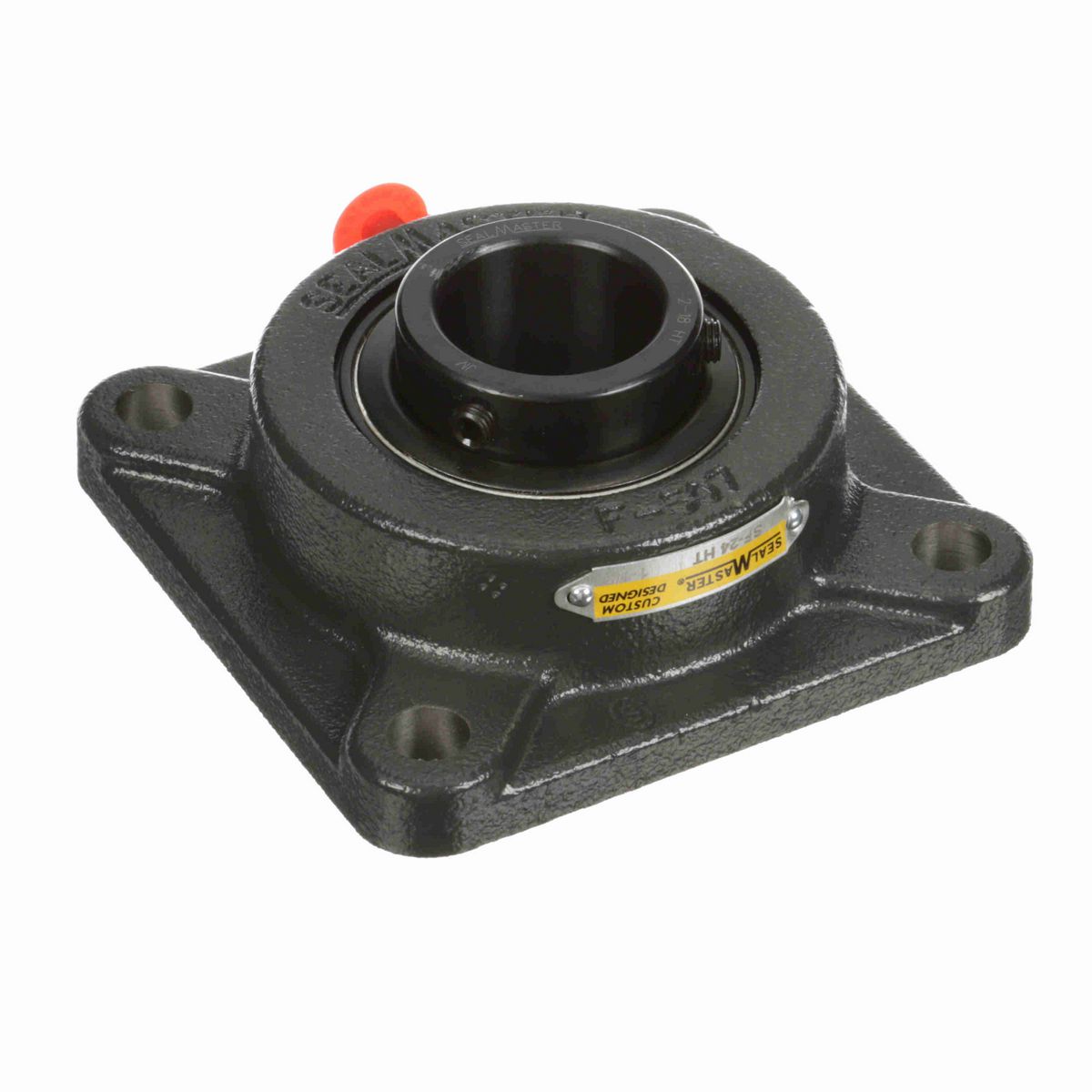Sealmaster Mounted Cast Iron Four Bolt Flange Ball Bearing - 52100 Bearing Steel, Black Oxided - Setscrew Lock - High Temperature - SF-24 HT