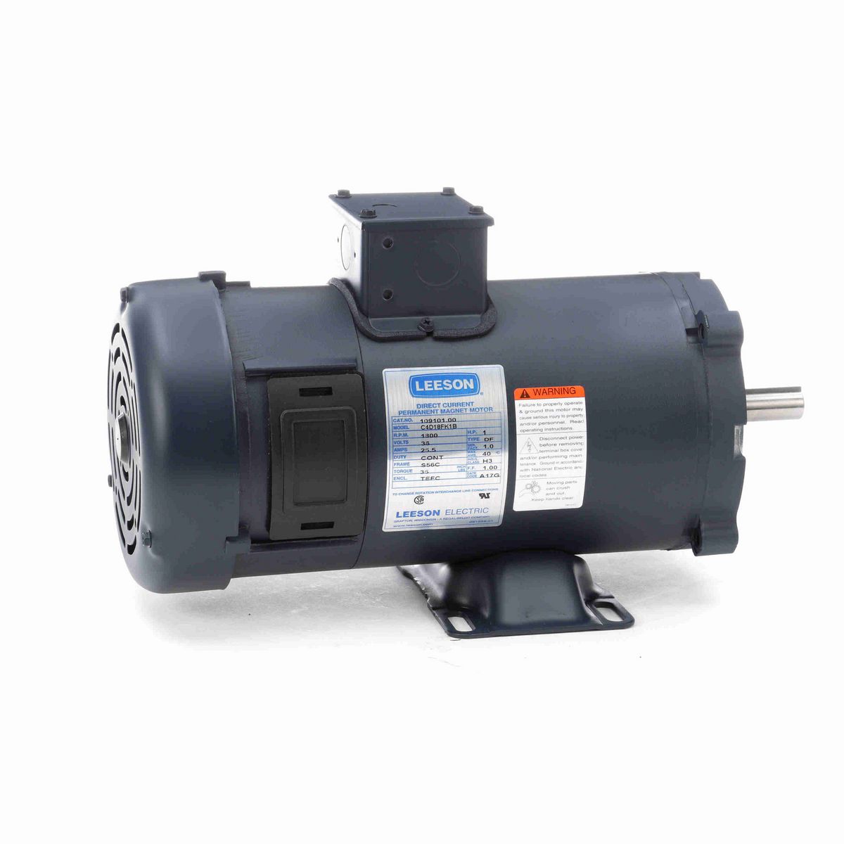 LEESON Low Voltage Motor, 1 HP, 36 V, 1800 RPM, S56C Frame, TEFC - 109101.00