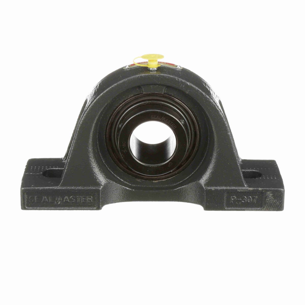 Sealmaster Mounted Cast Iron Two Bolt Pillow Block Ball Bearing - 52100 Bearing Steel, Black Oxided - Setscrew Lock - MP-24C