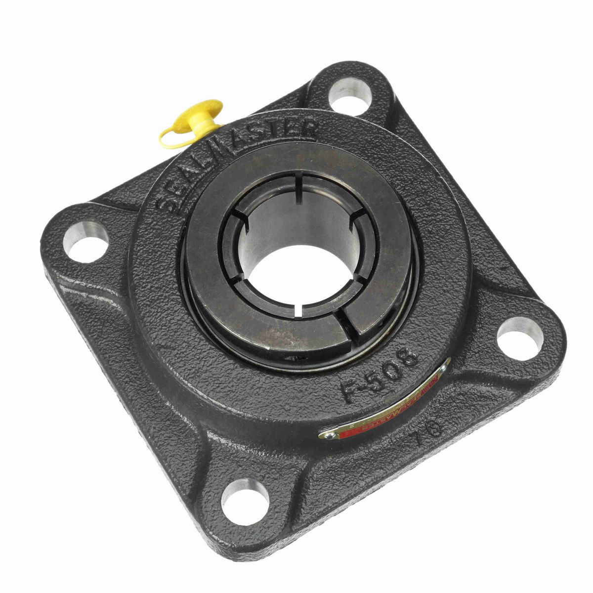 Sealmaster Mounted Cast Iron Four Bolt Flange Ball Bearing - 52100 Bearing Steel, Black Oxided - Concentric Lock - MSF-24T