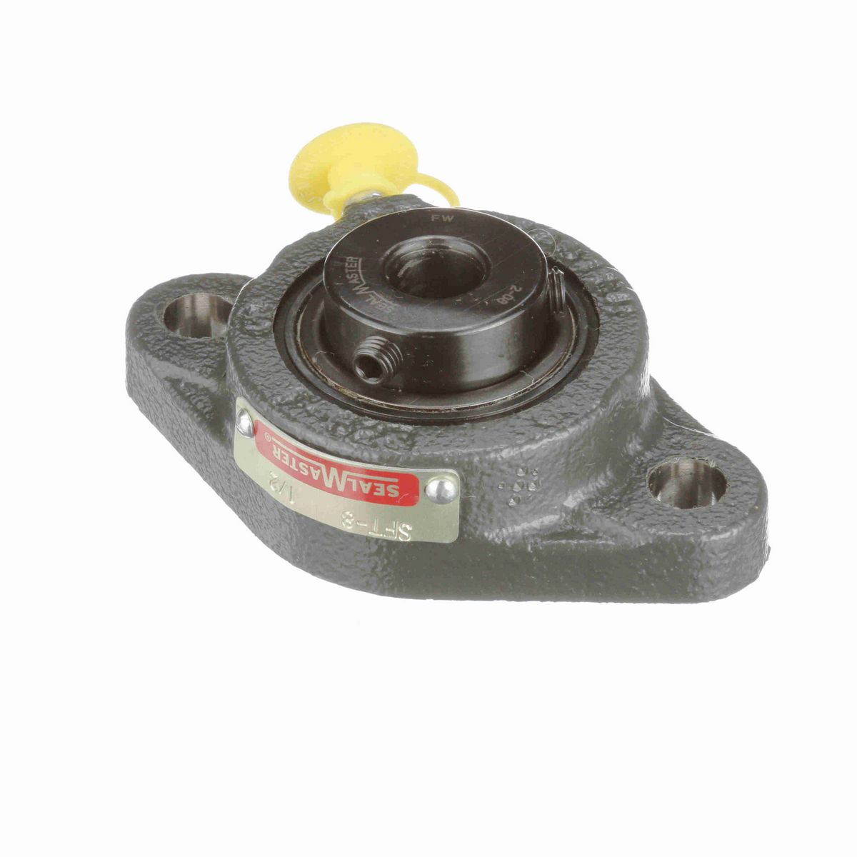 Sealmaster Mounted Cast Iron Two Bolt Flange Ball Bearing - 52100 Bearing Steel, Black Oxided - Setscrew Lock - SFT-8