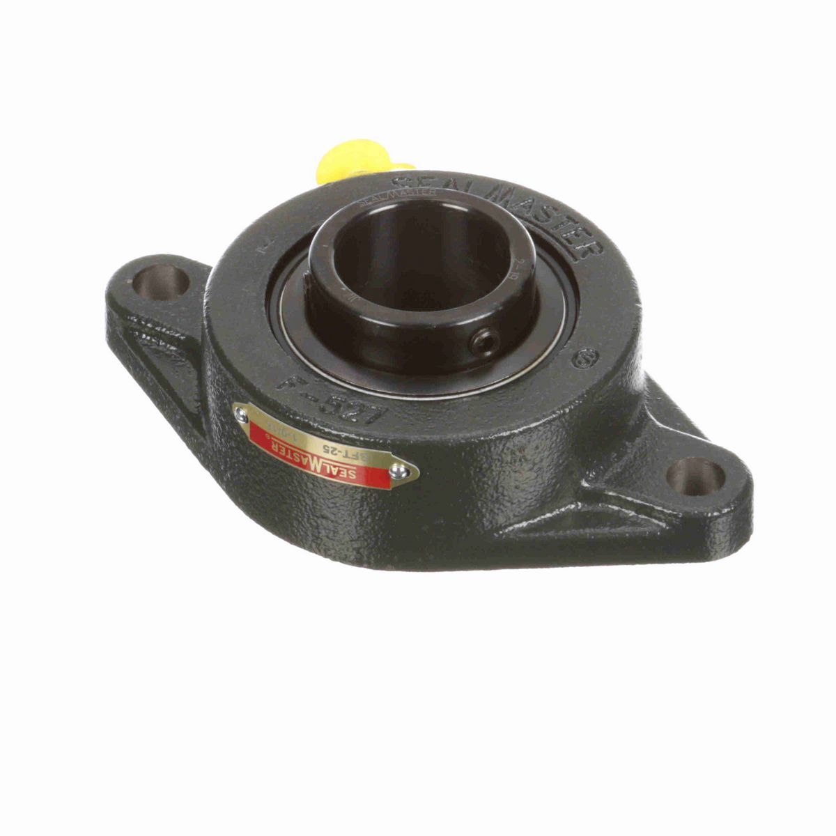 Sealmaster Mounted Cast Iron Two Bolt Flange Ball Bearing - 52100 Bearing Steel, Black Oxided - Setscrew Lock - SFT-25