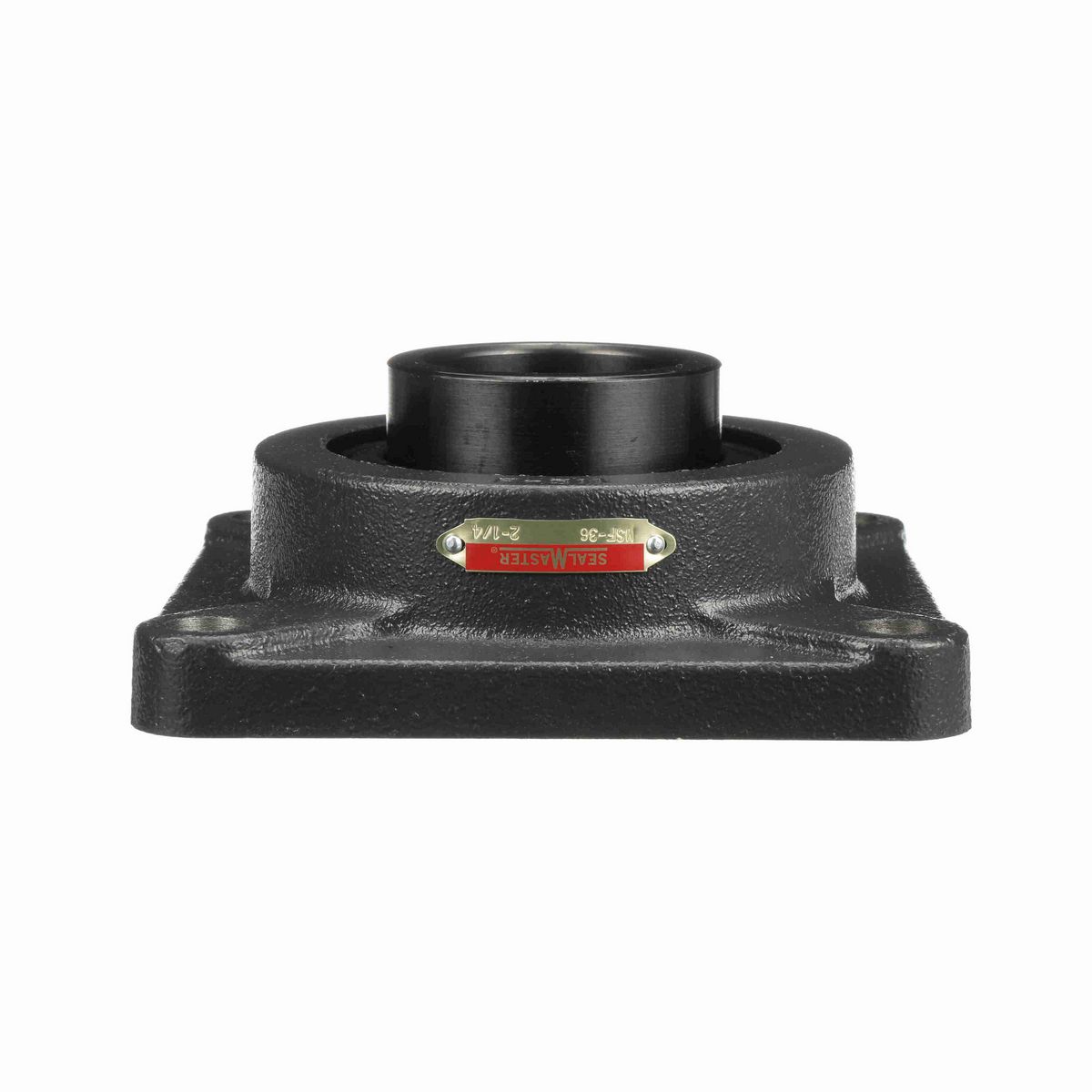 Sealmaster Mounted Cast Iron Four Bolt Flange Ball Bearing - 52100 Bearing Steel, Black Oxided - Setscrew Lock - MSF-36