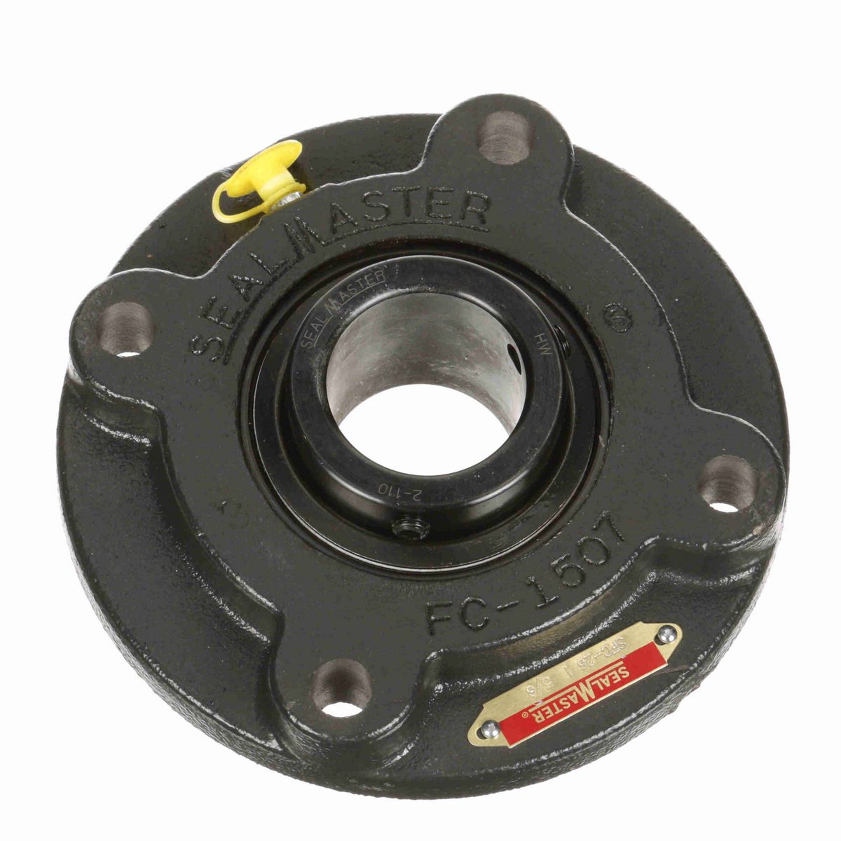 Sealmaster Mounted Cast Iron Flange Cartridge Ball Bearing - 52100 Bearing Steel, Black Oxided - Setscrew Lock - SFC-26