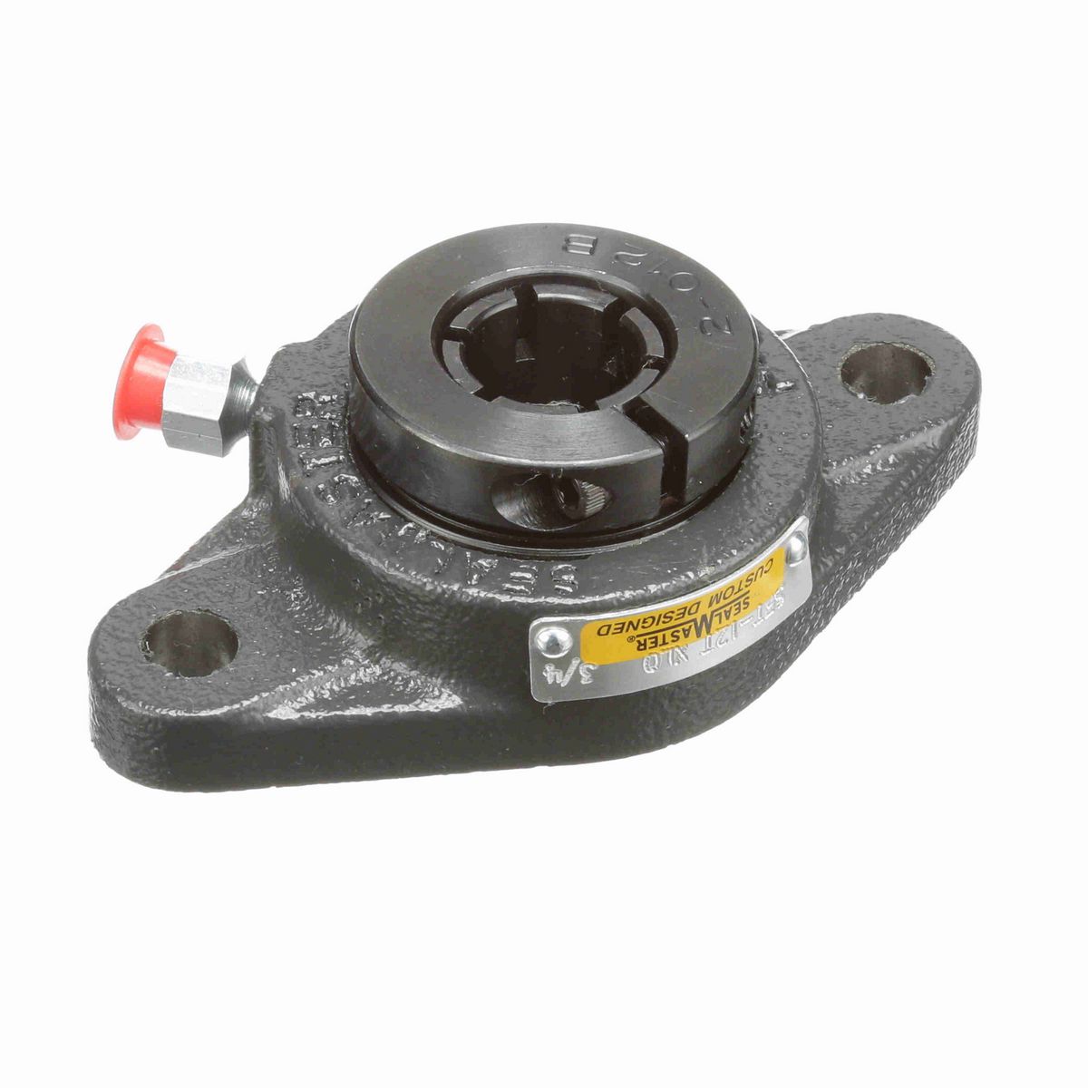 Sealmaster Mounted Cast Iron Two Bolt Flange Ball Bearing - 52100 Bearing Steel, Black Oxided - Concentric Lock - Extra Low Drag - SFT-12T XLO