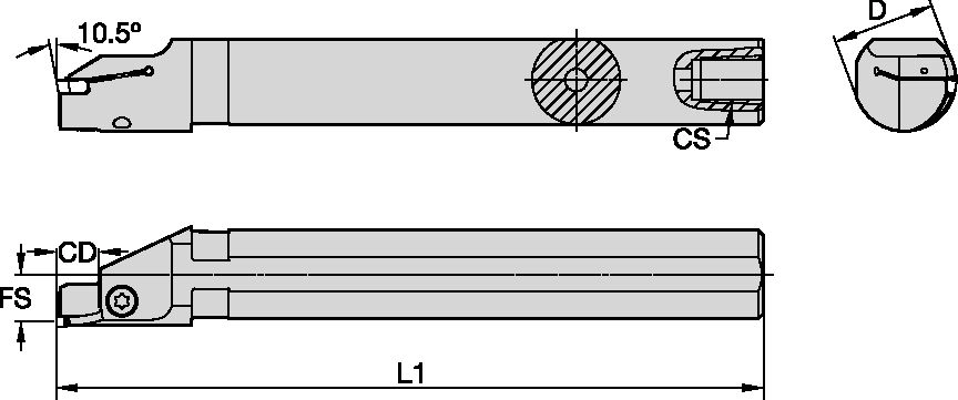 Grooving, and Cut-Off Kennametal Beyond Evolution - Integral Boring Bar - Face Grooving - Through Coolant - Inch [6116529]