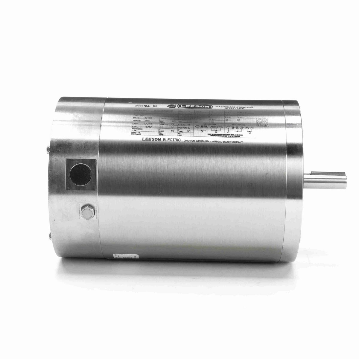 LEESON Premium Duck™ General Purpose Motor, 0.33 HP, 1 Ph, 60 Hz, 115/230 V, 1800 RPM, 56C Frame, TENV - 116349.00