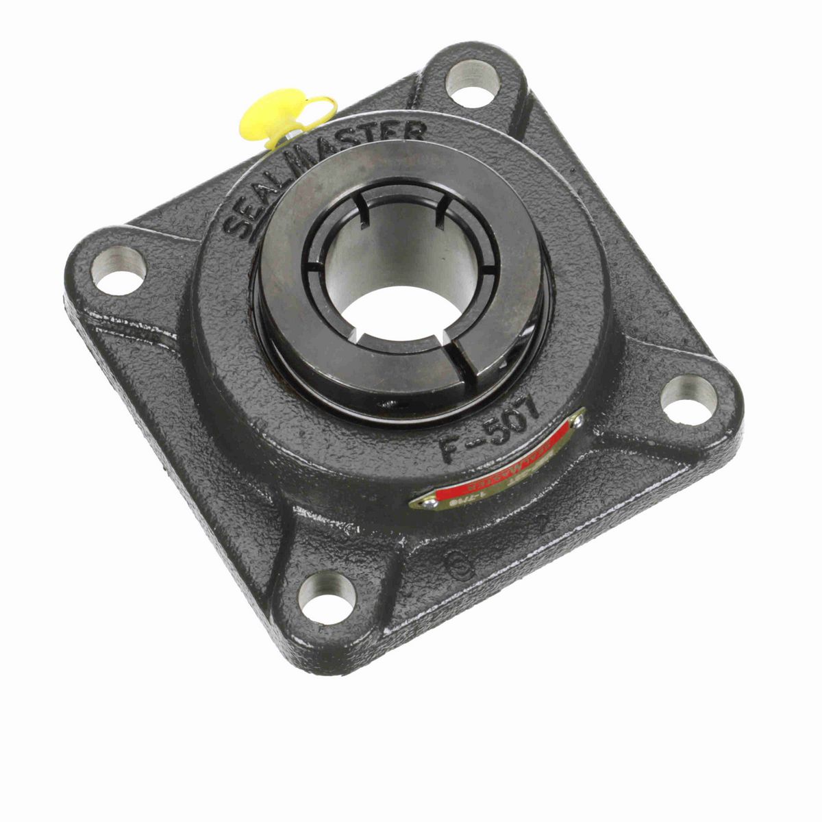 Sealmaster Mounted Cast Iron Four Bolt Flange Ball Bearing - 52100 Bearing Steel, Black Oxided - Concentric Lock - MSF-23T