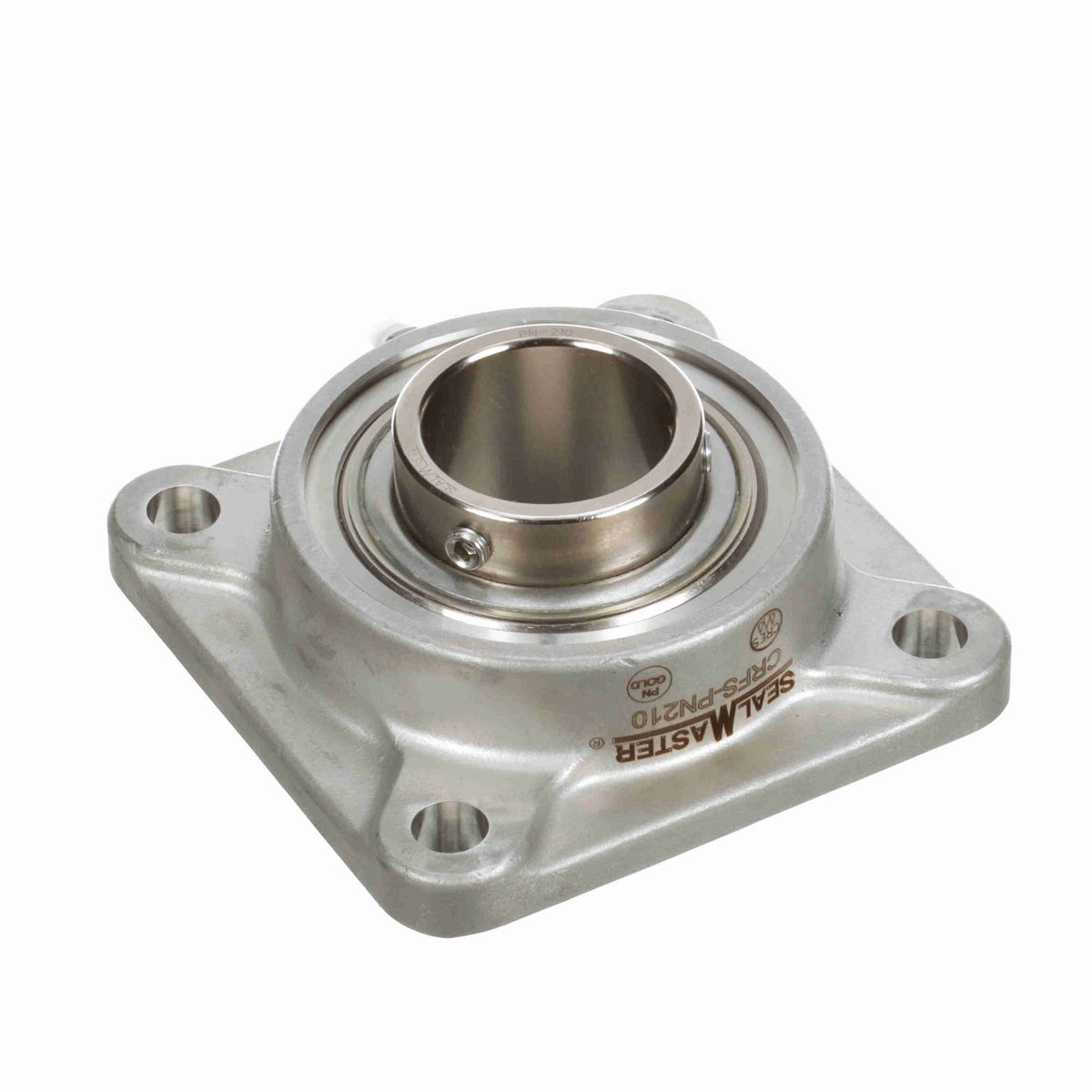 Sealmaster Mounted Stainless Steel Four Bolt Flange Ball Bearing - 52100 Bearing Steel, Phosphorus Nickel Coated - Setscrew Lock - Corrosion Resistant - CRFS-PN210