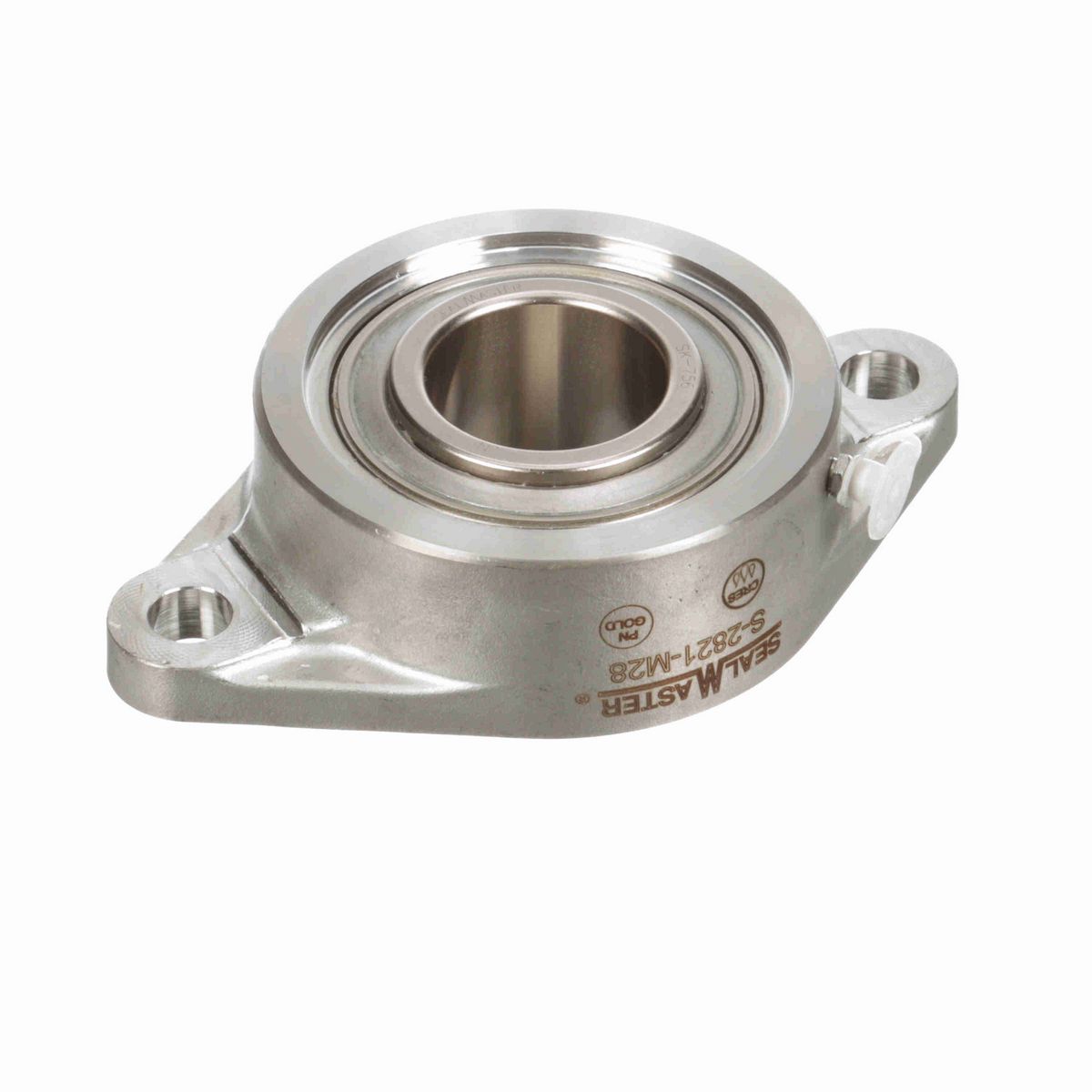 Sealmaster Mounted Stainless Steel Two Bolt Flange Ball Bearing - 52100 Bearing Steel, Phosphorus Nickel Coated - Lock - Corrosion Resistant - S-2821-M28