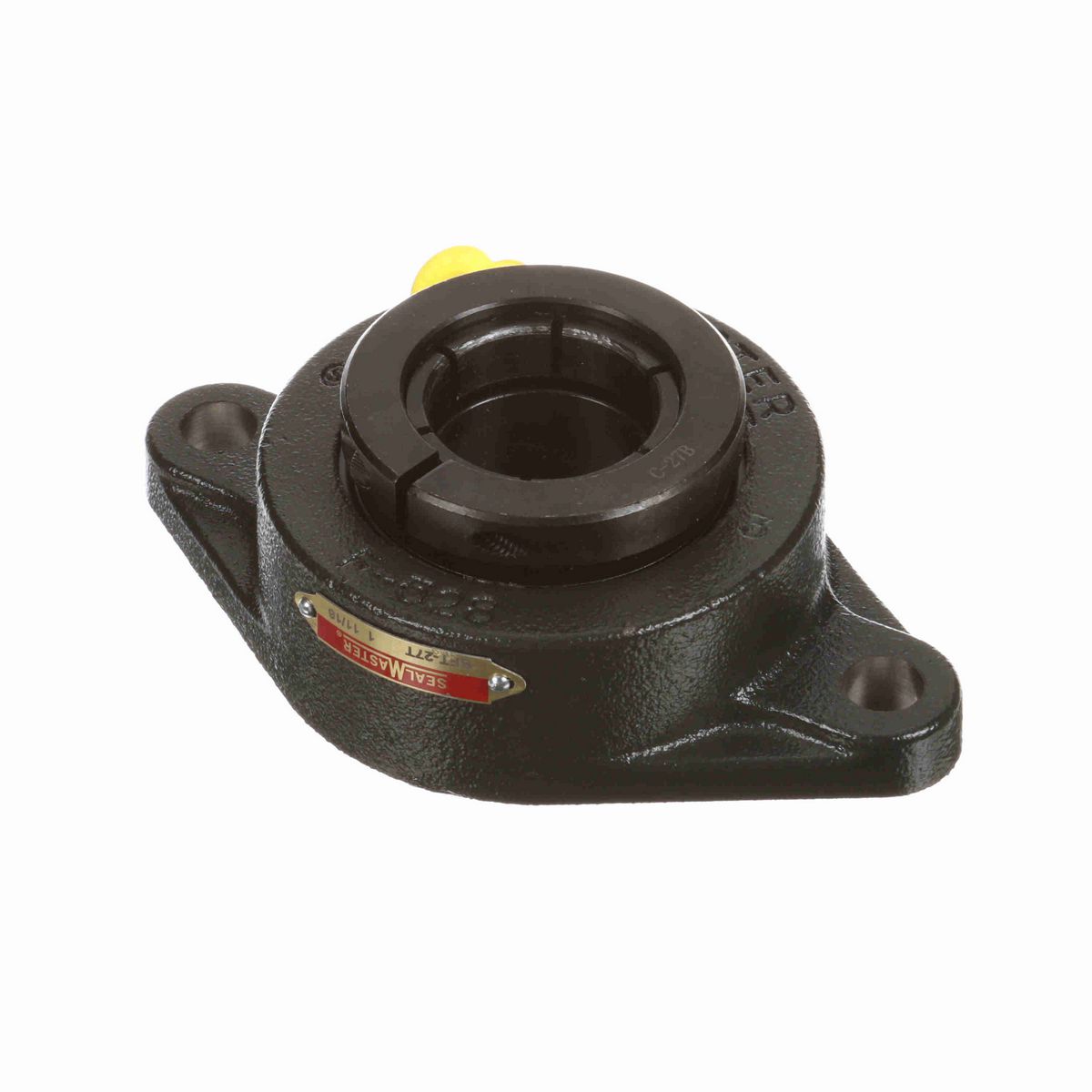 Sealmaster Mounted Cast Iron Two Bolt Flange Ball Bearing - 52100 Bearing Steel, Black Oxided - Concentric Lock - SFT-27T