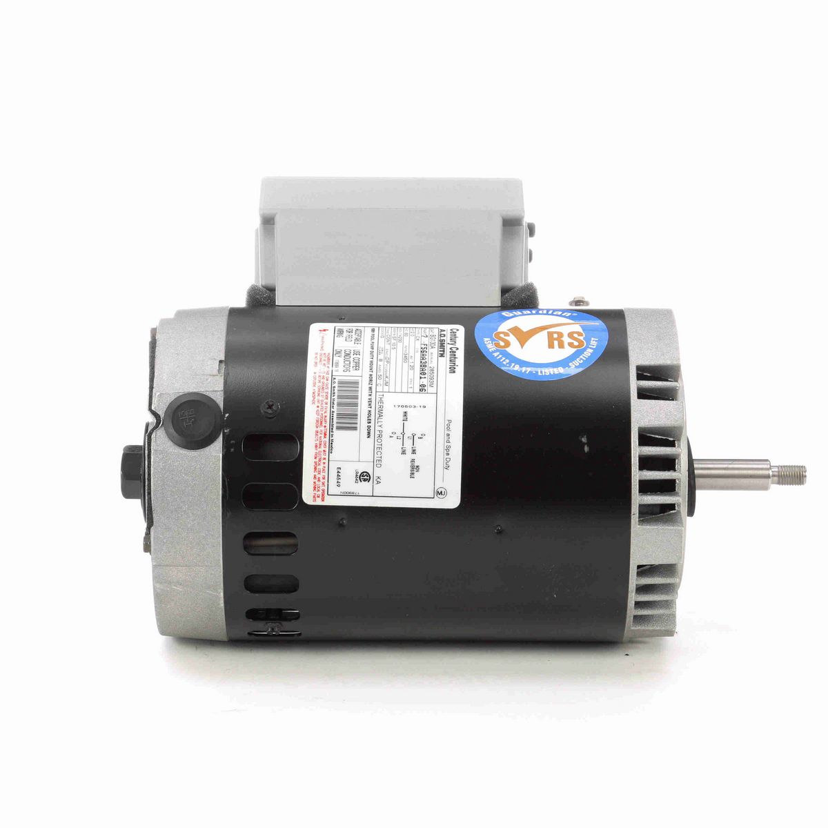 Century Guardian ® Motors Pool Pump Motor, 2.0 HP, 1 Ph, 60 Hz, 230 V, 3600 RPM, X56J Frame, DP - BG130A