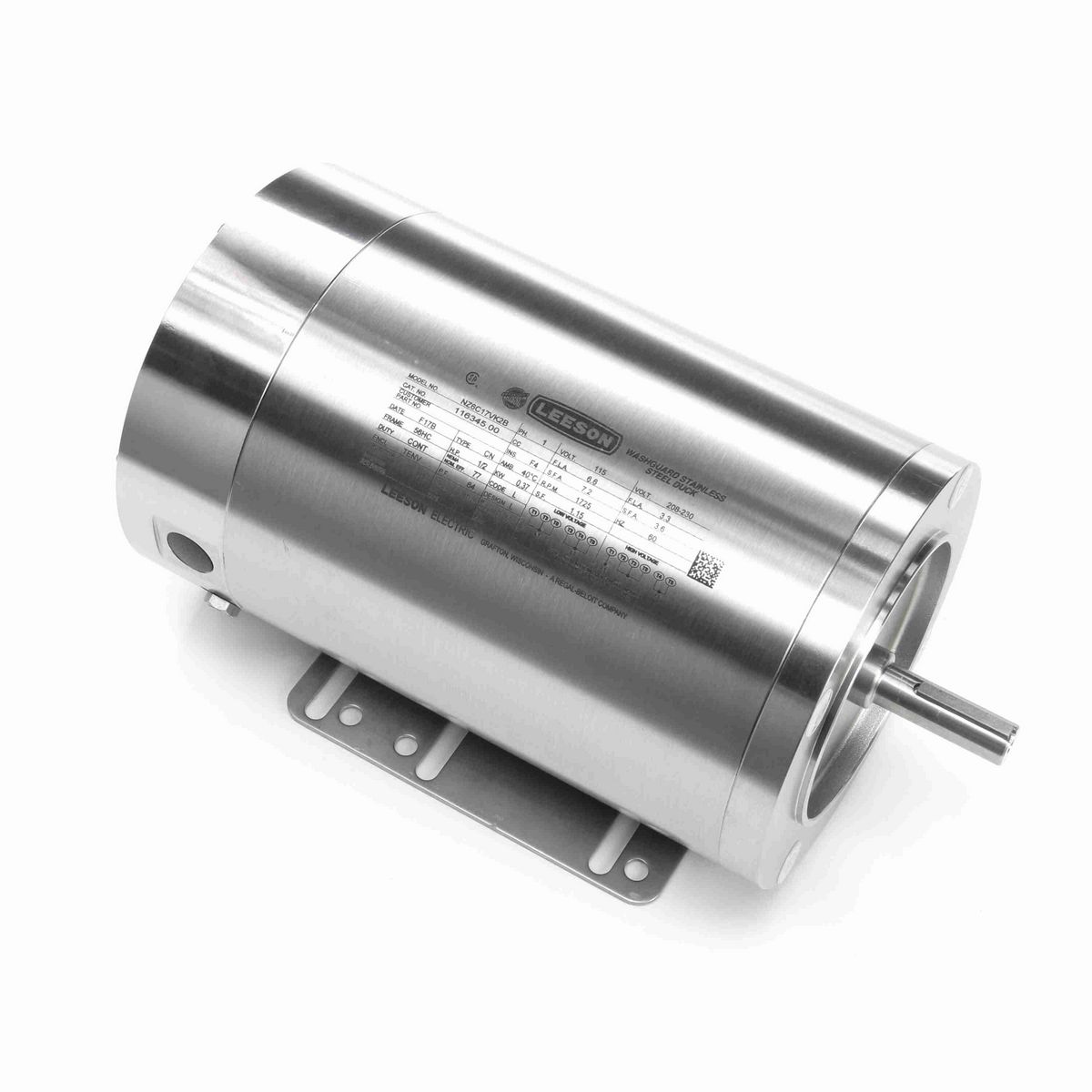 LEESON Premium Duck™ General Purpose Motor, 0.50 HP, 1 Ph, 60 Hz, 115/230 V, 1800 RPM, 56HC Frame, TENV - 116345.00