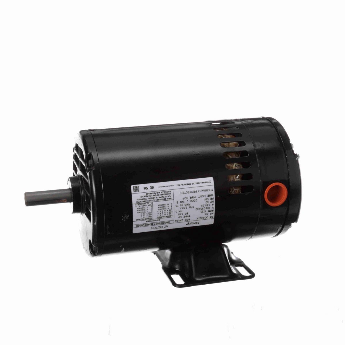 Century Condenser Fan Motor, 3/4 HP, 3 Ph, 60 Hz, 208-230/460 V, 56Y Frame, ODP - OCA3074