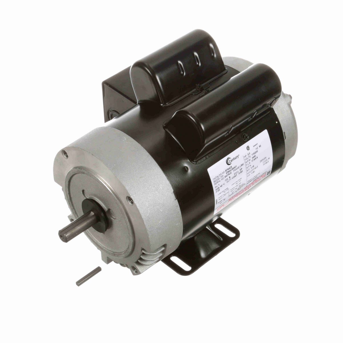 Century General Purpose Motor, 2.0 HP, 1 Ph, 60 Hz, 115/230 V, 3600 RPM, L56C Frame, DP - B764ES