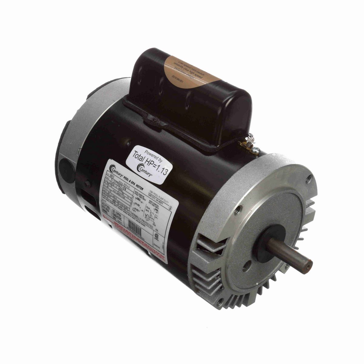 Century Pool Pump Motor, 3/4-.10 HP, 1 Ph, 60 Hz, 115 V, 3600 RPM, M56C Frame, DP - B972