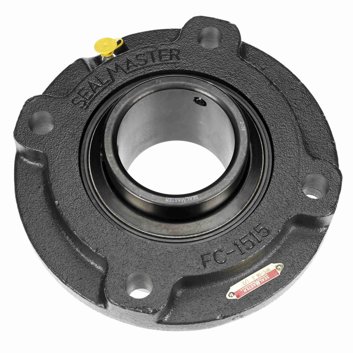 Sealmaster Mounted Cast Iron Flange Cartridge Ball Bearing - 52100 Bearing Steel, Black Oxided - Setscrew Lock - MFC-56
