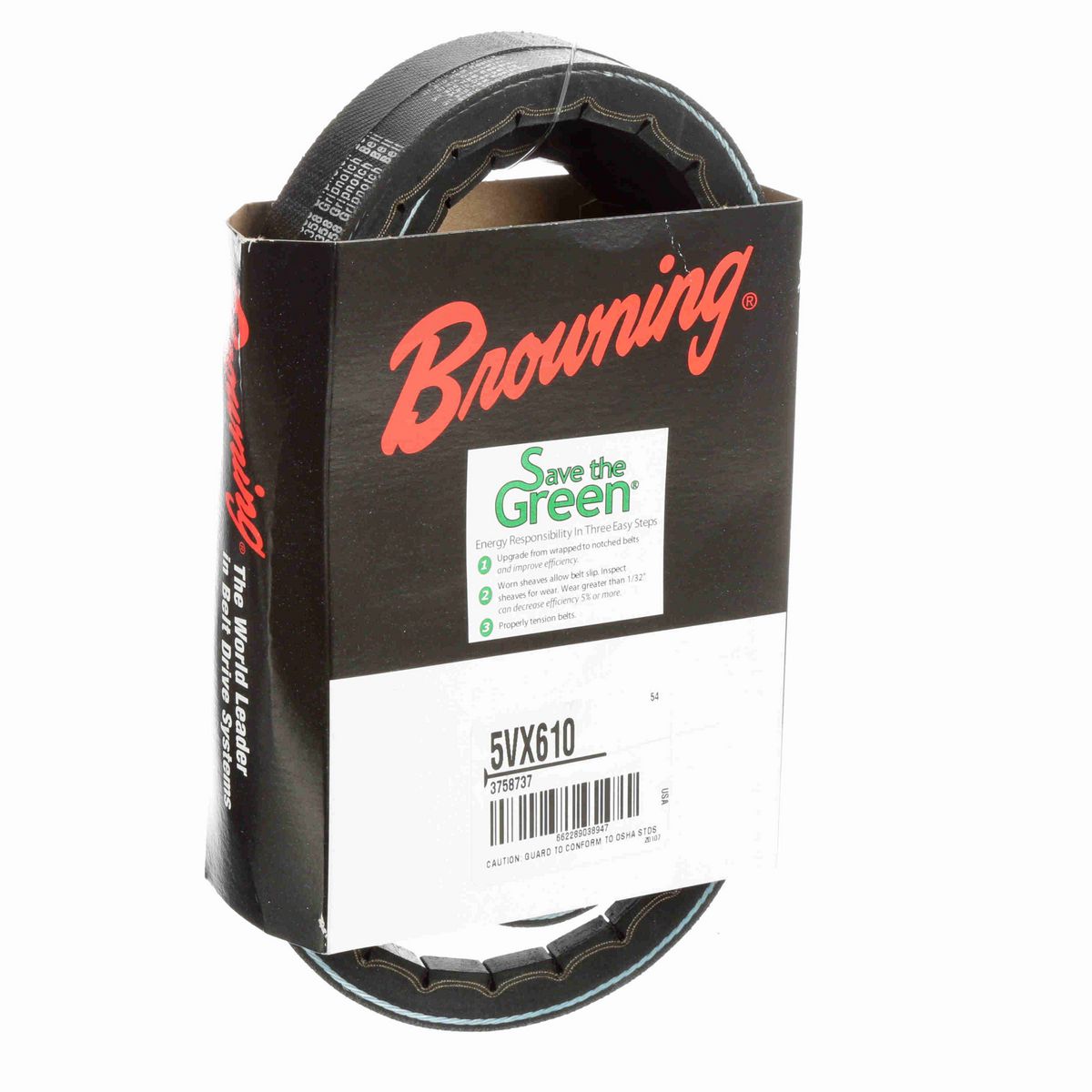 Browning EPDM Notched Belt 98% Efficient - 5VX610