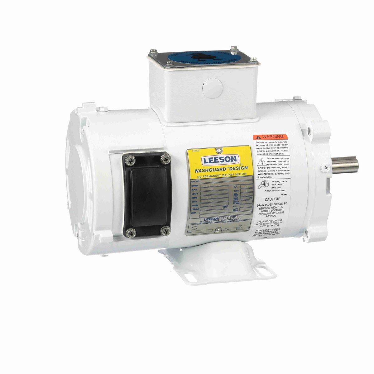 LEESON White Duck™ Washdown Motor, 0.33 HP, 90 V, 1750 RPM, S56C Frame, TENV - 108424.00