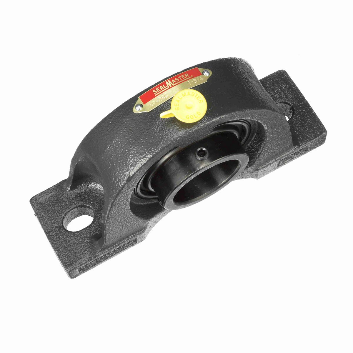 Sealmaster Mounted Cast Iron Two Bolt Pillow Block Ball Bearing - 52100 Bearing Steel, Black Oxided - Setscrew Lock - NP-28C
