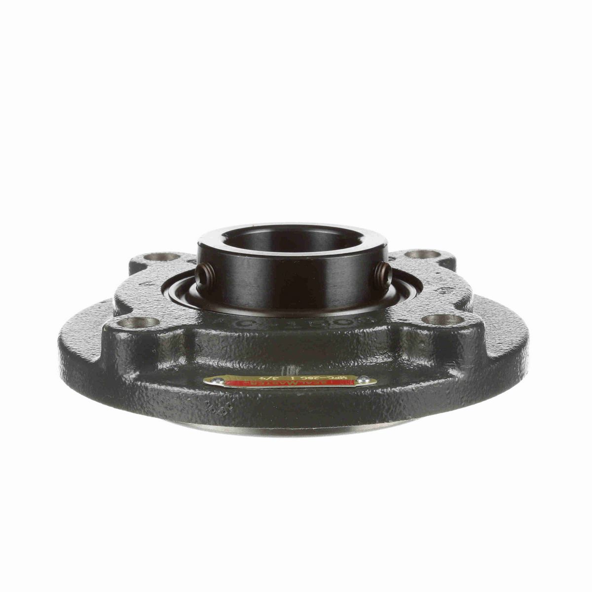 Sealmaster Mounted Cast Iron Flange Cartridge Ball Bearing - 52100 Bearing Steel, Black Oxided - Setscrew Lock - MFC-28C