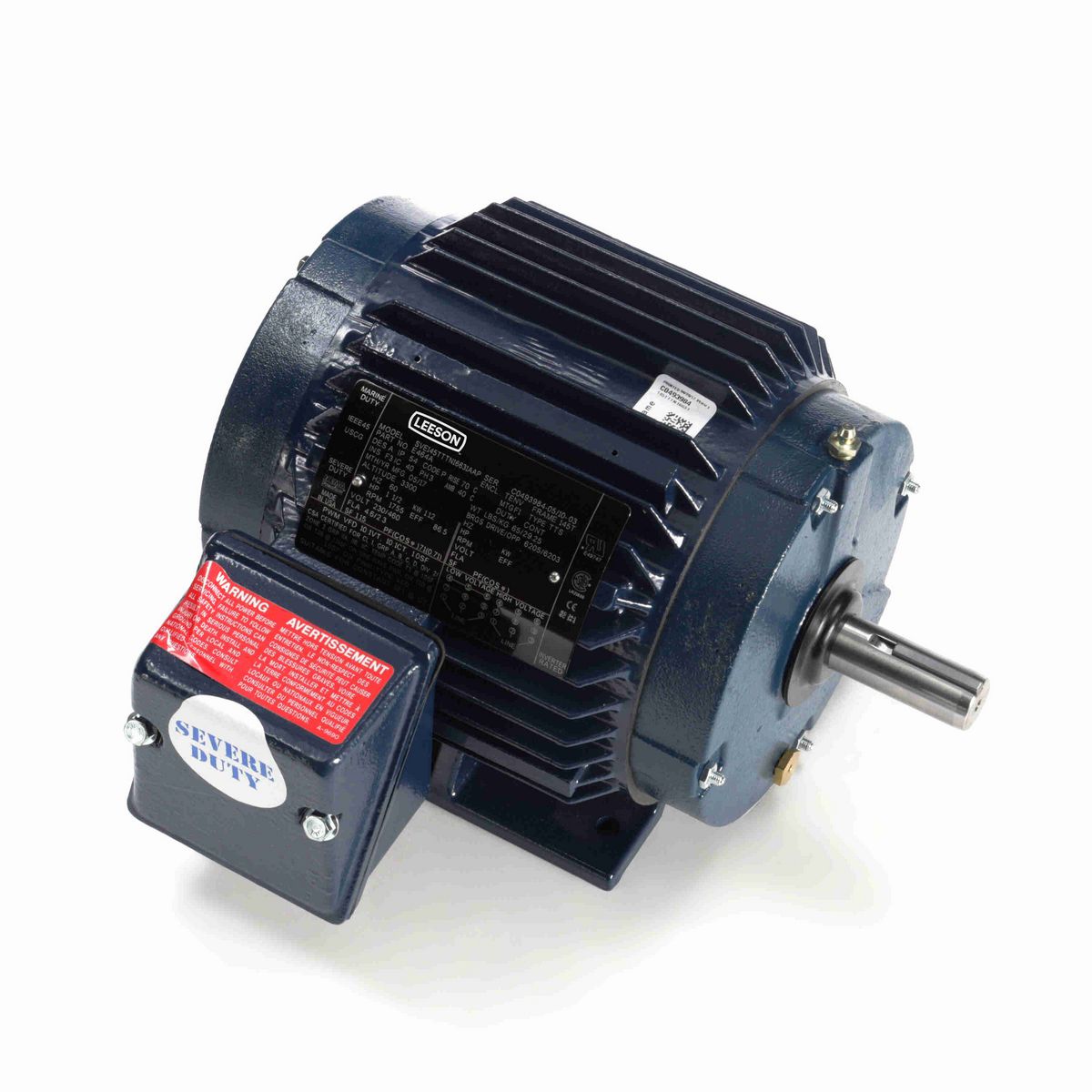 LEESON Severe Duty Motor, 1.50 HP, 3 Ph, 60 Hz, 230/460 V, 1800 RPM, 145T Frame, TENV - E464A