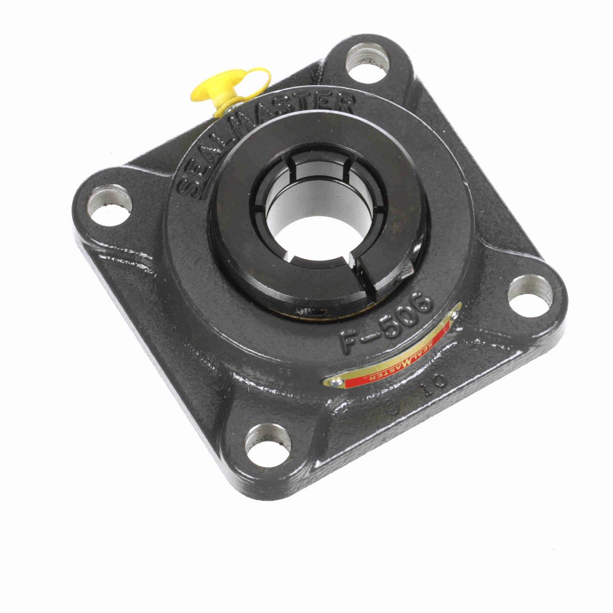 Sealmaster Mounted Cast Iron Four Bolt Flange Ball Bearing - 52100 Bearing Steel, Black Oxided - Concentric Lock - SF-20T