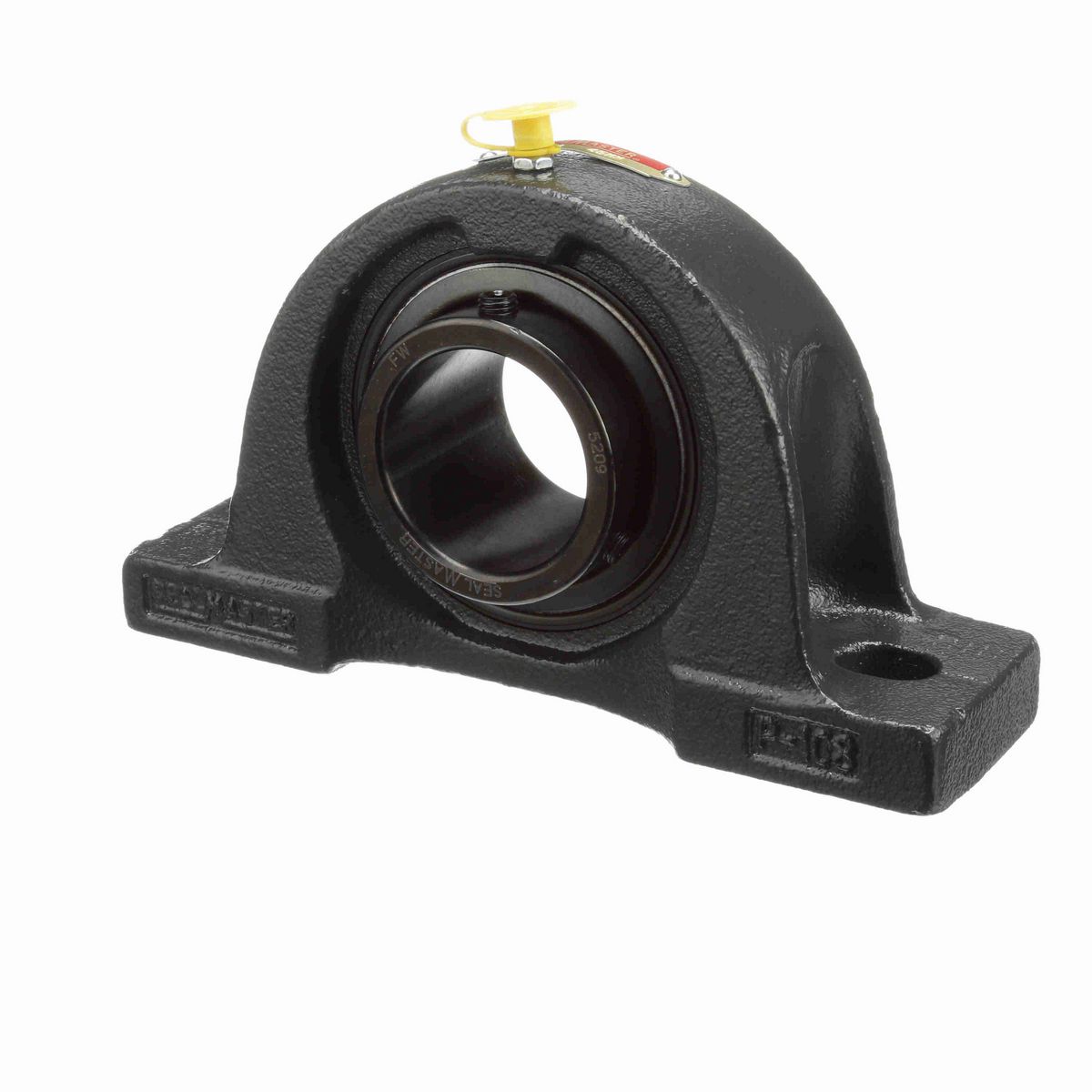 Sealmaster Mounted Cast Iron Two Bolt Pillow Block Ball Bearing - 52100 Bearing Steel, Black Oxided - Setscrew Lock - NP-209