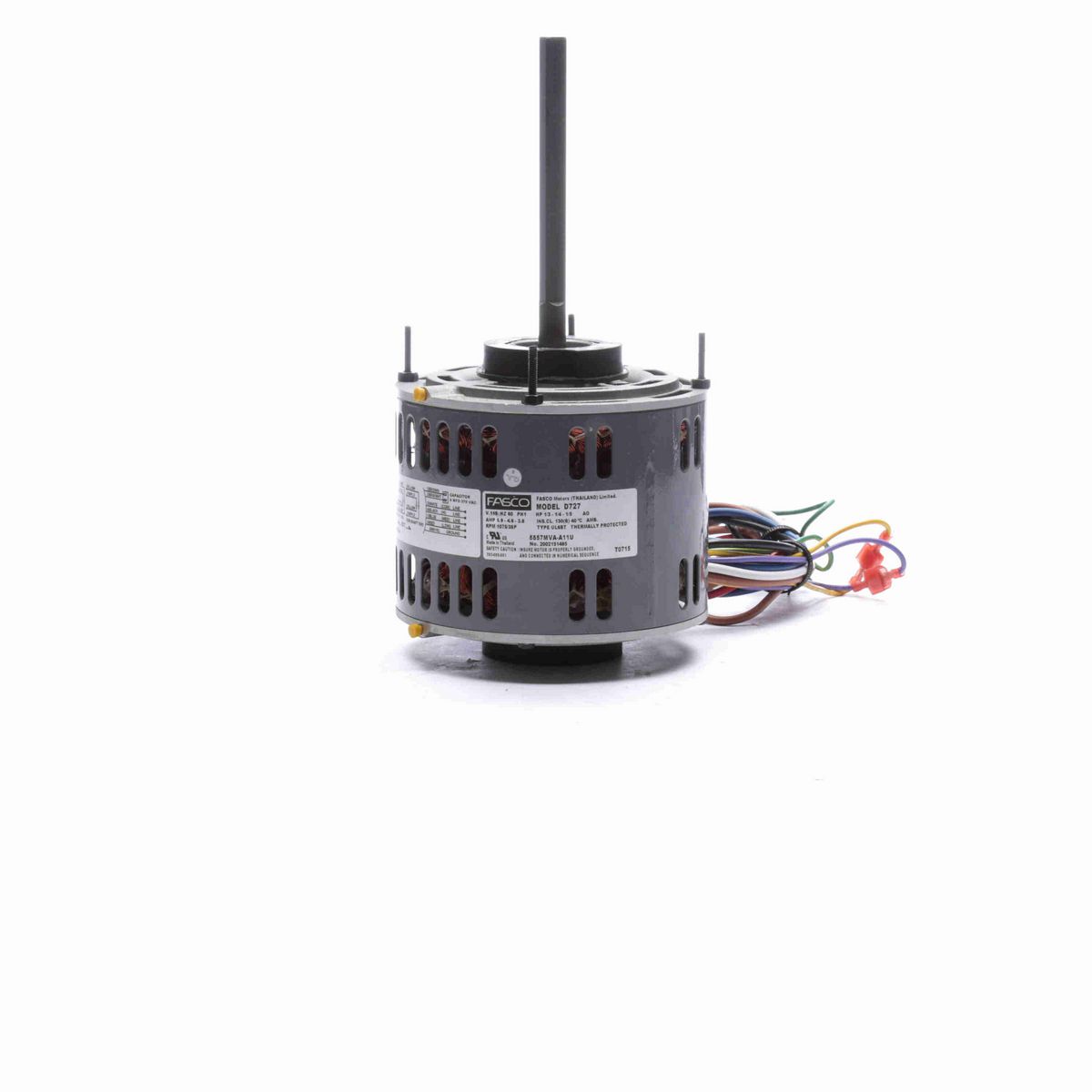 FASCO Fan and Blower Motor, 1/3-1/4-1/5 HP, 1 Ph, 60 Hz, 115 V, 1075 RPM, 3 Speed, 48 Frame, OAO - D727