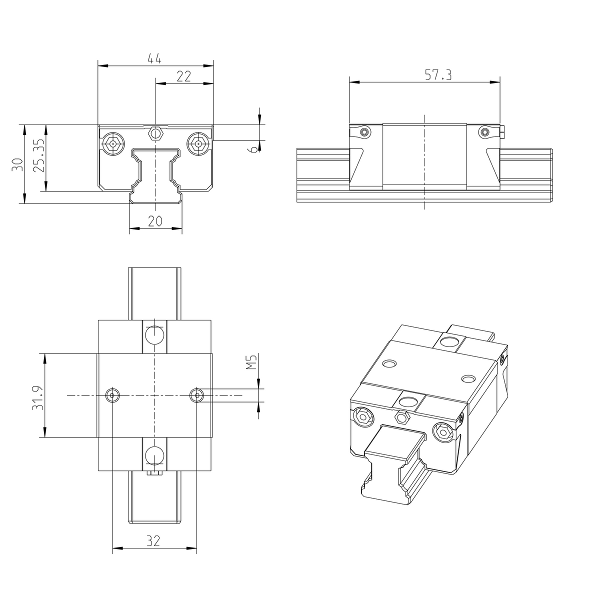 Саморегулирующаяся шариковая каретка из углеродистой стали Bosch Rexroth KWD-020-SKS-C1-N-1 [R166281420]