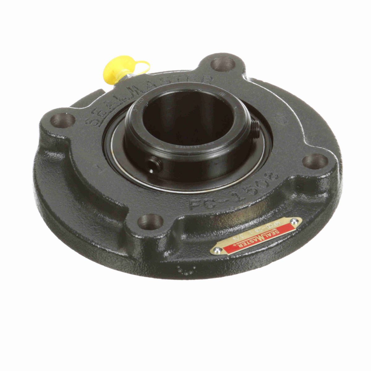 Sealmaster Mounted Cast Iron Flange Cartridge Ball Bearing - 52100 Bearing Steel, Black Oxided - Double Setscrew Lock - MFCD-28