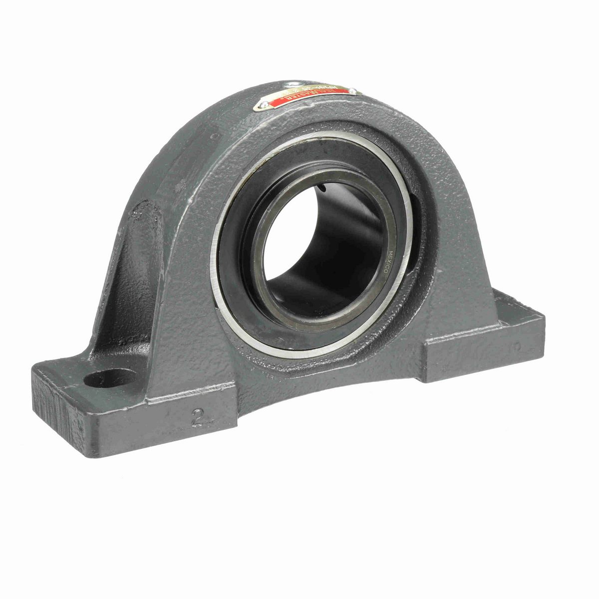 Sealmaster Mounted Cast Iron Two Bolt Pillow Block Ball Bearing - 52100 Bearing Steel, Black Oxided - Setscrew Lock - NPMH-35
